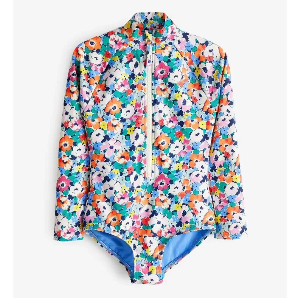 Gap Kids Girls Swimsuit XS 4 to 5 yo Floral Long Sleeve Rashguard Beach Swim